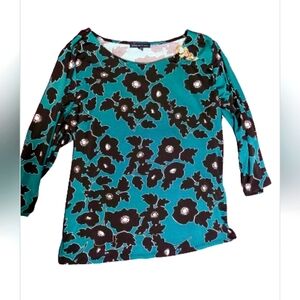 Green‎ and Black Floral Adrienne Vittadini Plus Size Blouse size 2X